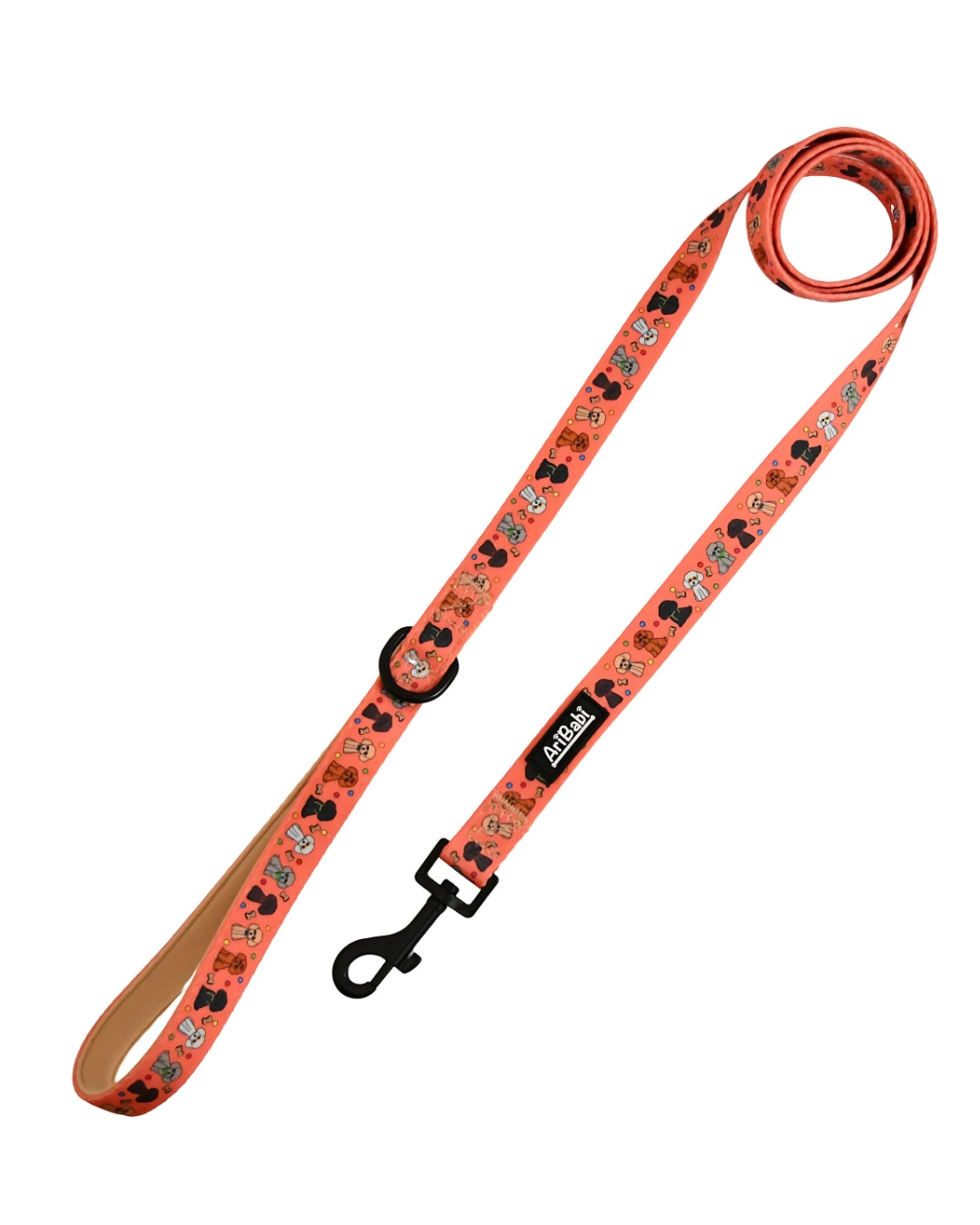 Correa coral para perro con dibujos de caniches de la colección Caniche de la marca Aribabi.